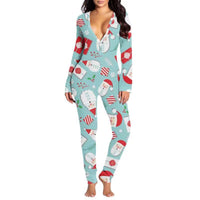 Printed Button Tight Jumpsuit For Women