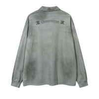 Waste Soil Punk Distressed Letters Long-sleeved Polo Shirt