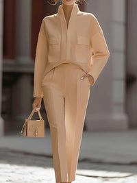 Stylish Urban Commuter Pocketed Top And Pants Set