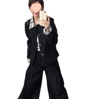Women's Retro Short Plaid Patchwork Jacket