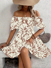 Short-sleeve Loose Floral-print Dress