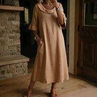 Women's Fashion Solid Color Crew Neck Dress