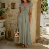 New Fashionable Square-neck Puffed-sleeve Dress