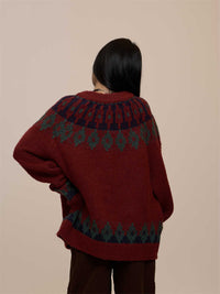 Jacquard Pullover Sweater Loose Sweater Coat