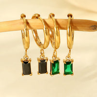 Hanging Zirconium Colored Stone Earrings