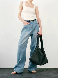 Sickle Wide Leg Thin Jeans Deconstructed Casual Loose Banana Pants