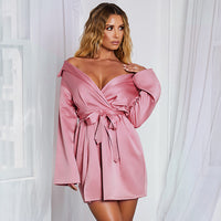 Womens Casual Slim-fit Short Shirt Dress