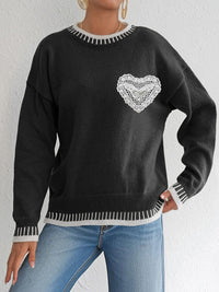 Women's Color Contrast Patchwork Pullover Loose Sweater