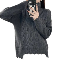 Women's Turtleneck Twisted Sweater Winter Loose And Lazy Style Knitwear Top Inner Bottoming Shirt