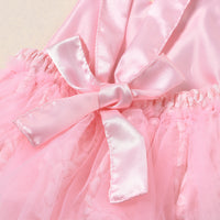 Baby's Flying Sleeve Lace Mesh Print Onesie