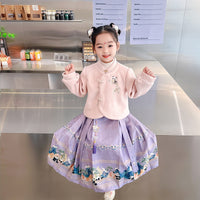 Girls' Horse-face Skirt Hanfu Two-piece Suit