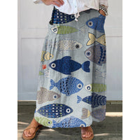 Casual Temperament Commute Floral Stripe Women's Skirt