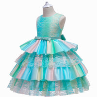 Colorful Gradient Lace Princess Dress