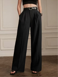Retro Purple High-waisted Pleated Wide-leg Pants