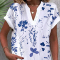 Summer Simple Leisure Solid Color And V-neck Short-sleeved Shirt For Women