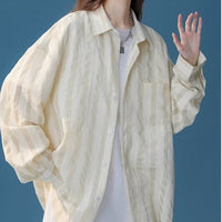 Womens Fashionable Vintage Striped Lightweight Shirt