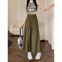 Womens Versatile Stylish Pleated Patchwork Skirt