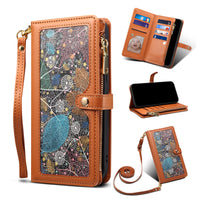 Women's Multi-card Zipper Painted Leather Case