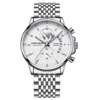 Business Three-eye Timing Leather Luminous Watch Steel Band