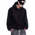 Niche Hollow Out Knitmesh Hooded Fleece Lined Sweater