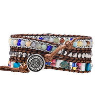 Silver-trimmed Blue Ombre Heart Stone Bead Bracelet