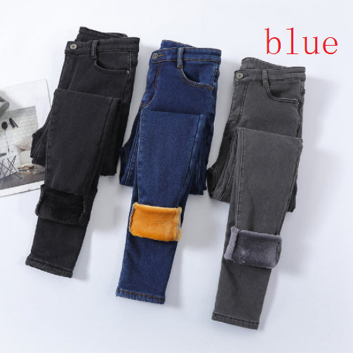 Fleece-lined Base High Waist Black Tight Trousers Skinny Pants