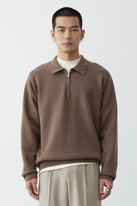 Korean Style Niche Casual Polo Collar Knitwear Sweater For Men