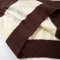 Round-neck Knitted Long-sleeve Thermal Padded Casual Cozy Sweater With Vertical Stripes