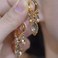 New Elegant Exquisite Gold French Ear Cuffs Versatile Diamond-Shaped Sparkling Earrings
