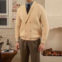 Knitted Coat Green Collar Double Breasted Sweater