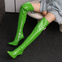 Womens Pointed-Toe Metal Stiletto Boots Elegant Versatile And Long-Style