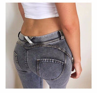 Italian Peach Hip Raise Jeans All Matching Slim Fit Slimming Hip Faux Pocket Leggings Smoky Gray Skinny Pants