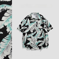 New Chinese Style Ice Silk Men's Breathable Floral New Guo Feng Lapel Vintage Shirt