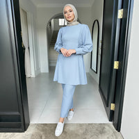Fashionable Solid-Color Top And Pants Two-Piece Set For Women