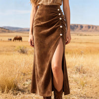 Women's Suede-Like Fabric High-Waist Figure-flattering Skirt