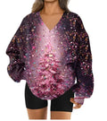 Womens 3D printed V neck Sweatshirt For Fall And Winter