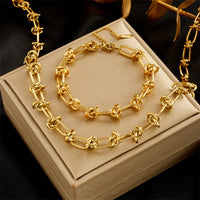 Hip-Hop Punk Thorn-Style Titanium Steel Bracelet And Necklace Set