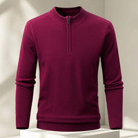 Men's Half-zip Knit Sweater Pullover Solid Color