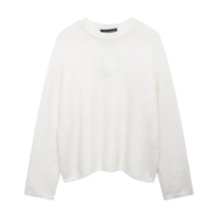 Women's Street Fashion Solid Color Round Neck Large Profile Sweater