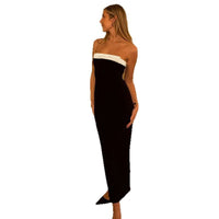 Black And White Patchwork Sexy Slim-fit Tube Dress