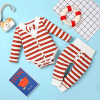 Boys And Girls Striped Romper Two-piece Suit