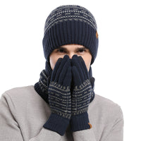 Men's Casual Warm Knitted Hat Set