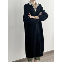 Womens Casual Long-sleeve Solid-color Sweater Cardigan