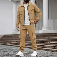 Mens Long-Sleeve Zip-Up Top And Pants Casual Workwear Set
