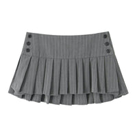 Retro Striped Suit With Pleated Skirt Women's Sexy And Versatile