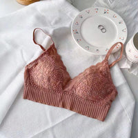 French Style Nude Feel Lace Triangle Cup Underwear Women's Bra