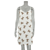 Little Bear Print Strap Short Nightdress For Women