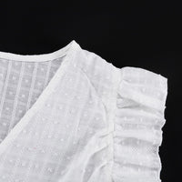 Cotton V-neck Flutter Sleeve Top And Trousers Loose Two-piece Casual Set