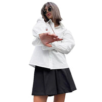 White Loose Puff Sleeves Shirt Women's Top