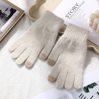 Winter Thickened Simulated Rabbit Fur Gloves Warm Mink Fur Riding Plain Five-finger Outdoor Skiing Cold-proof Gloves